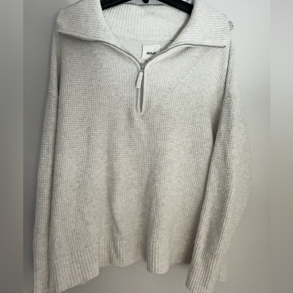 Aerie Cozy Up Oversized Waffle Quarter Zip